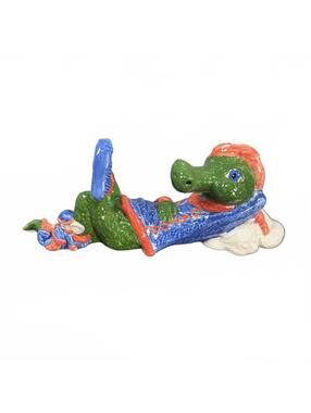 Vintage Florida Gators Albert Alligator Ceramic Figurine Trinket Hand Painted